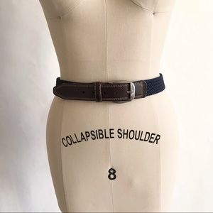 VINTAGE | Martin Dingman Woven Cord and Leather Belt Navy Classic Size 32